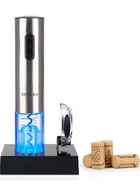 Stainless Steel Electric Wine Opener with Blue LED